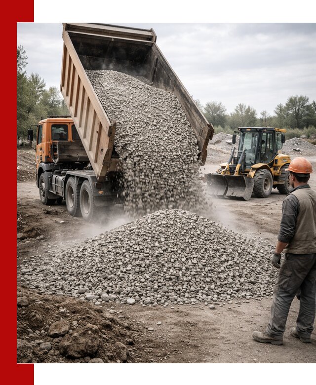 Доставка щебня в Сибае крупными и мелкими фракциями