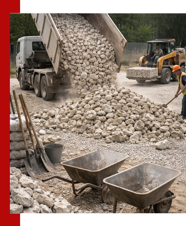 Доставка и продажа бутового известнякового камня в Сибае