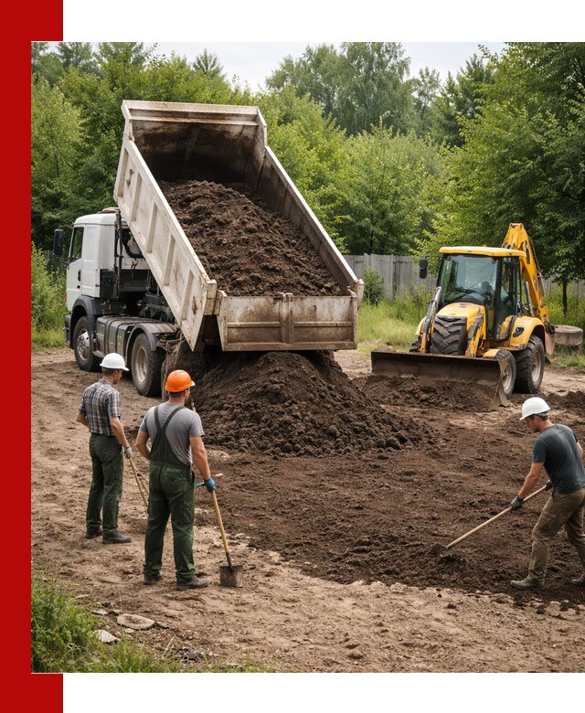 Доставка и укладка грунта для выравнивания участка в Сибае