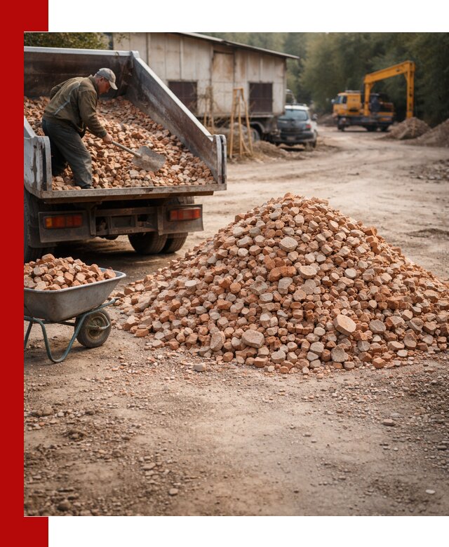 Доставка и подушка из боя кирпича с разгрузкой в Сибае